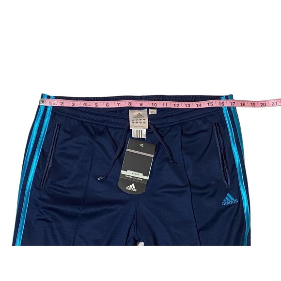Adidas Women XXL Track Pants Navy Blue with Bright Blue Stripes NWT - Picture 7 of 9